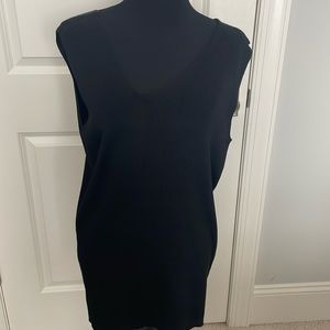 St John black asymmetrical neck sleeveless tunic